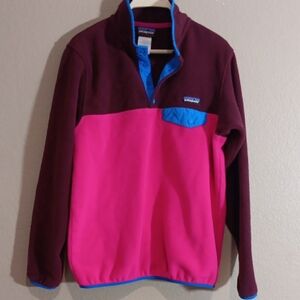 Patagonia Two-Tone Snap Pullover - Hot Pink, Burgundy & Bright Blue Accents